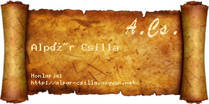 Alpár Csilla névjegykártya
